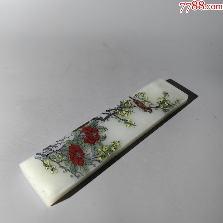 民國琉璃花鳥鎮(zhèn)尺包老老琉璃牌子掛墜把件帶板扳指飾品盤子筆_價格750元【清茗敘瓷丶】_第9張_7788收藏__收藏熱線