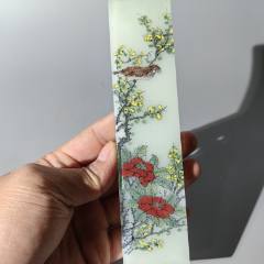 民國琉璃花鳥鎮(zhèn)尺包老老琉璃牌子掛墜把件帶板扳指飾品盤子筆(se106439905)_清茗敘瓷丶