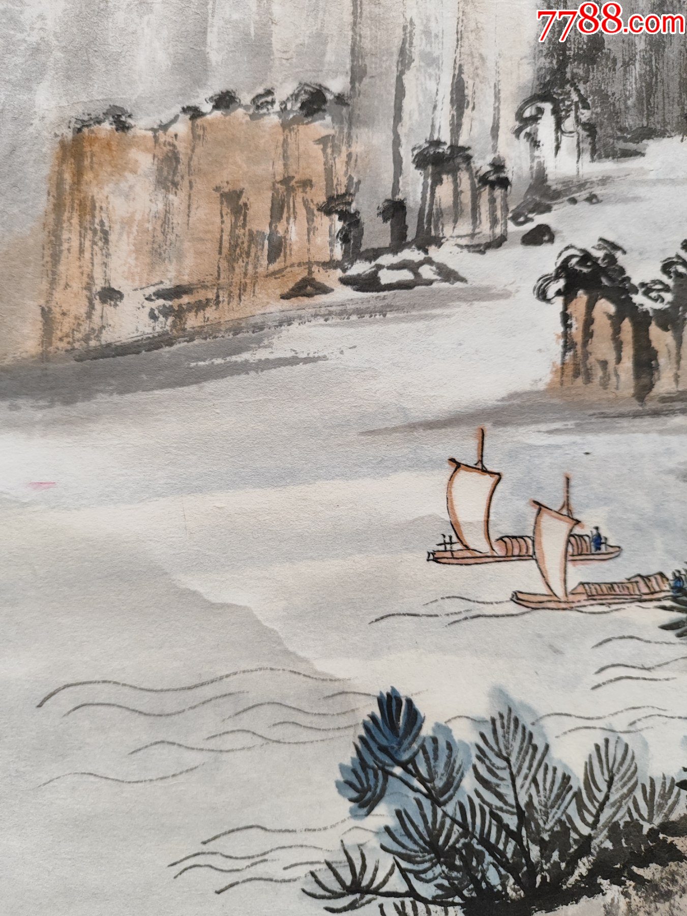 2251號(hào)卷軸國畫寫意山水雙帆出峽畫心66×34cm作者：黃君璧_價(jià)格19800元【呈祥書畫苑】_第6張_7788收藏__收藏?zé)峋€