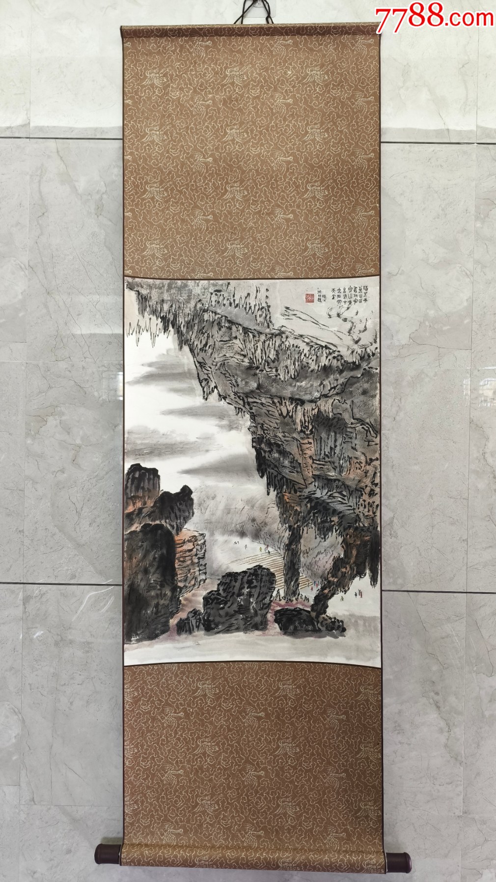 2396號卷軸國畫山水張公洞畫心68×46cm作者：錢松嵒（無款）_價格13890元_第1張_7788收藏__收藏?zé)峋€