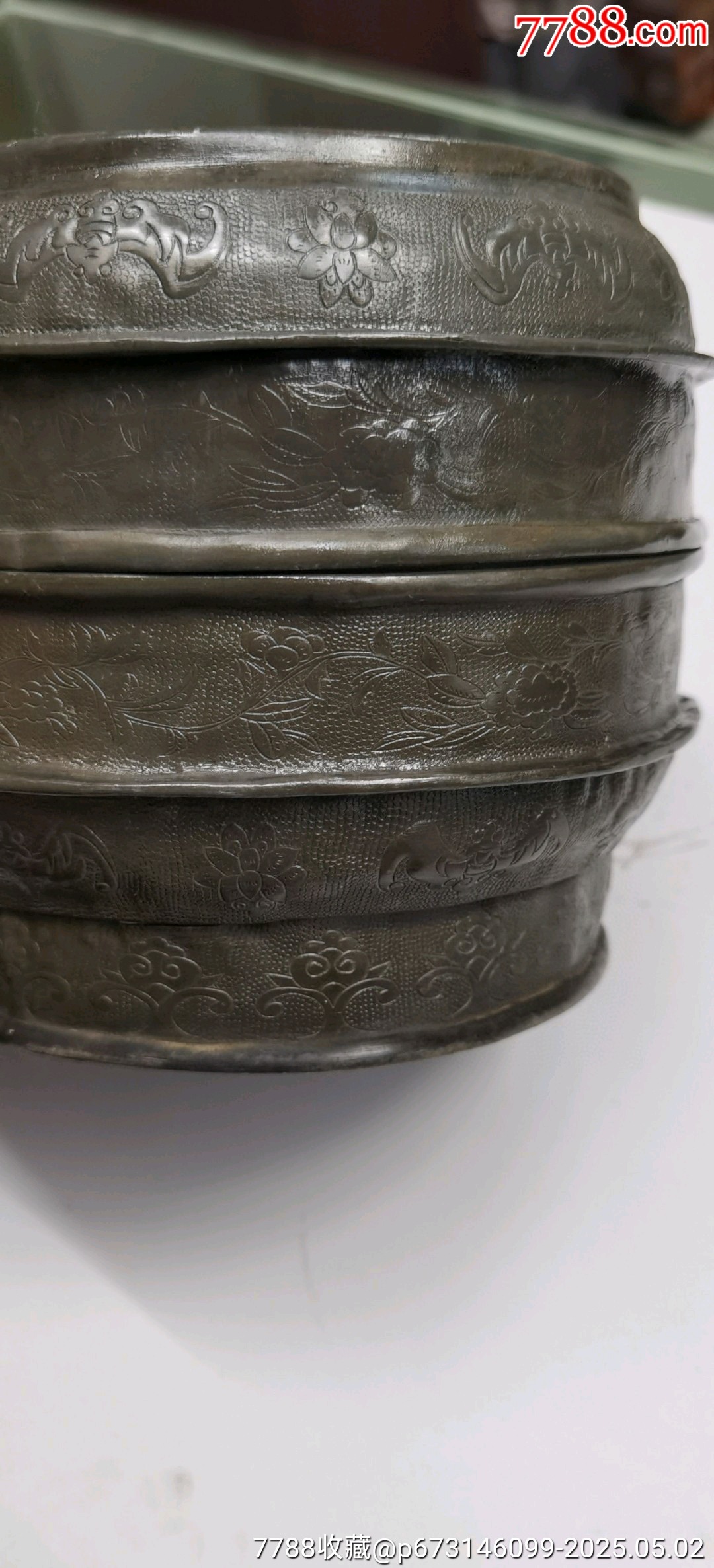 古玩舊藏清代滿工鏨刻花卉白錫盒_價格2600元【雷雷的店】_第3張_7788收藏__收藏?zé)峋€