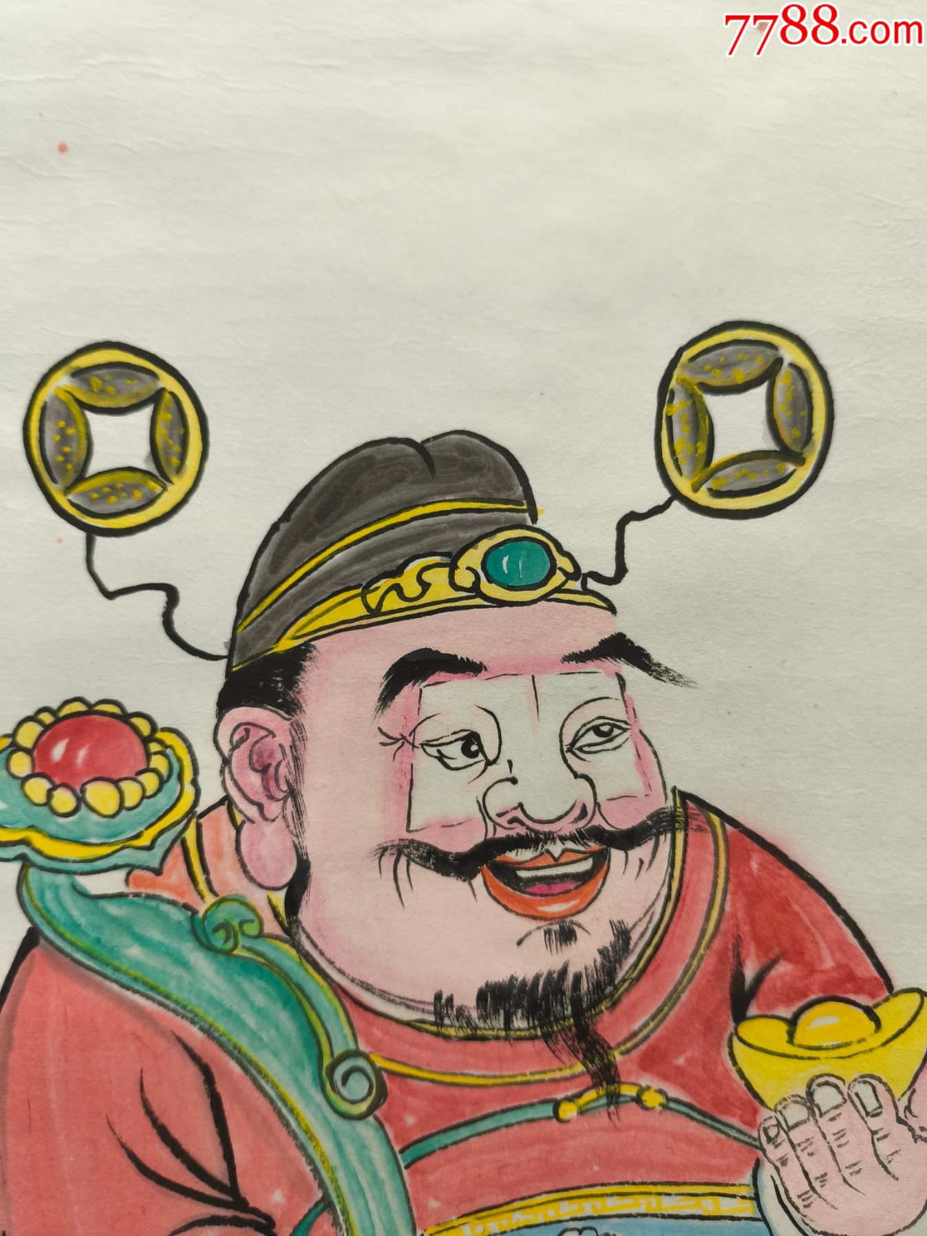 2510號卷軸國畫漫畫人物財(cái)神財(cái)運(yùn)亨通畫心65×42cm作者：石僧_價(jià)格6800元【呈祥書畫苑】_第4張_7788收藏__收藏?zé)峋€