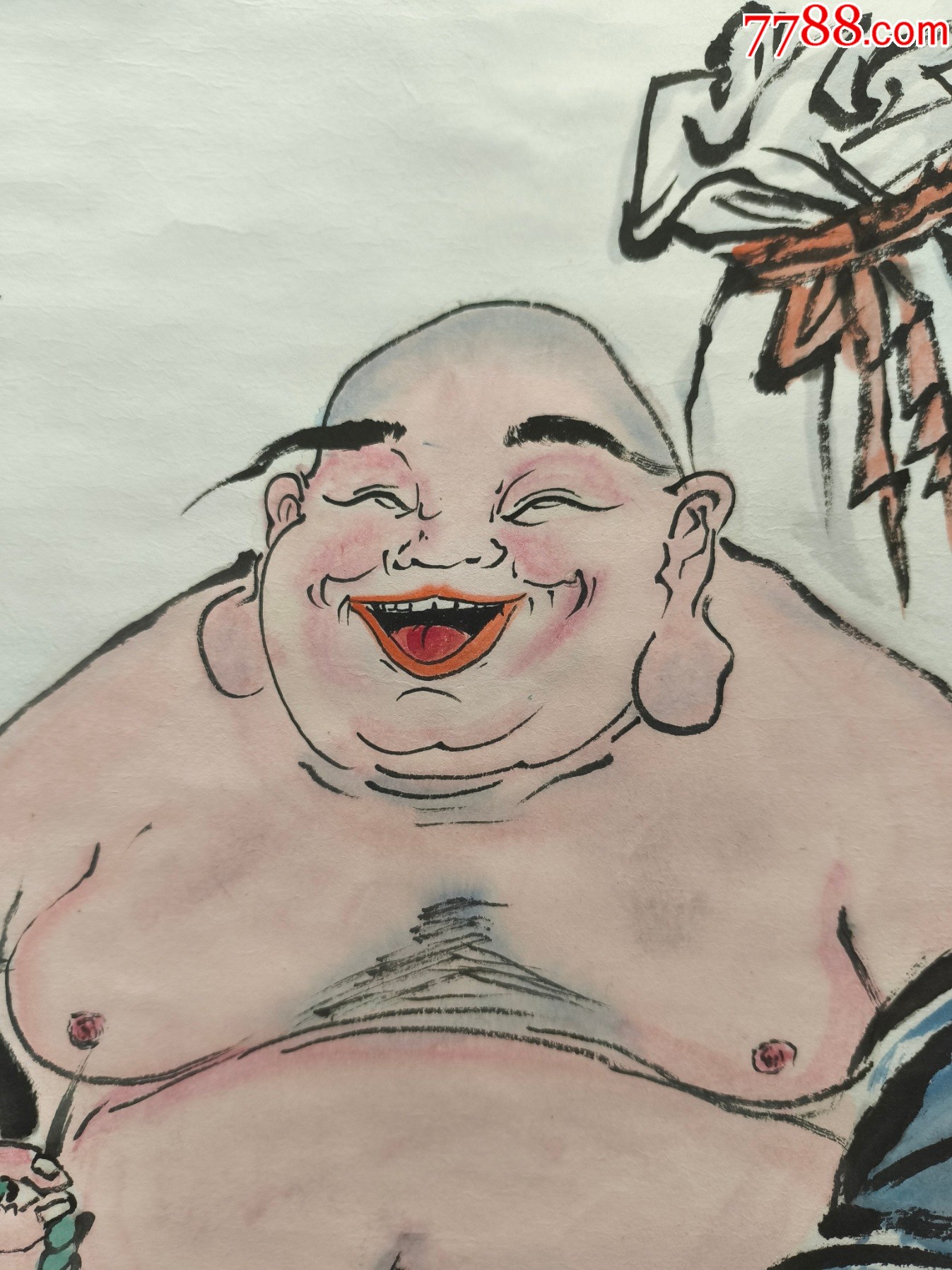 2511號(hào)卷軸國(guó)畫人物布袋和尚心寬無(wú)處不桃園畫心68×43cm作者：石僧_價(jià)格6800元【呈祥書畫苑】_第4張_7788收藏__收藏?zé)峋€