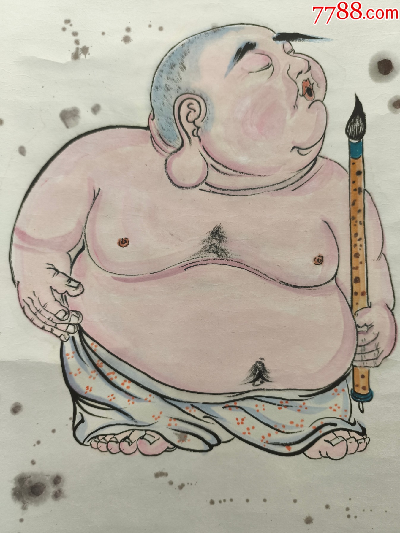 2512號卷軸國畫漫畫人物聞香圖畫心64×42cm作者：石僧_價格6800元【呈祥書畫苑】_第3張_7788收藏__收藏?zé)峋€