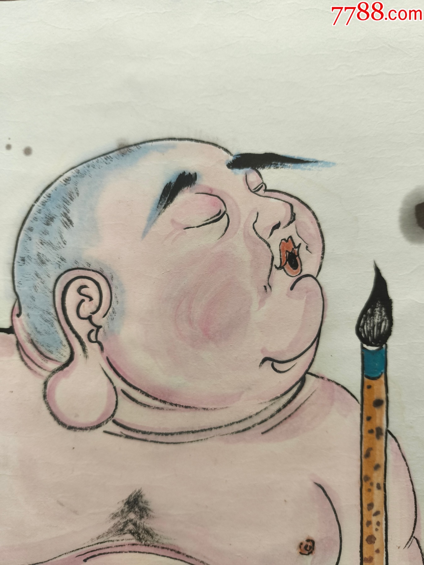 2512號卷軸國畫漫畫人物聞香圖畫心64×42cm作者：石僧_價格6800元【呈祥書畫苑】_第4張_7788收藏__收藏?zé)峋€