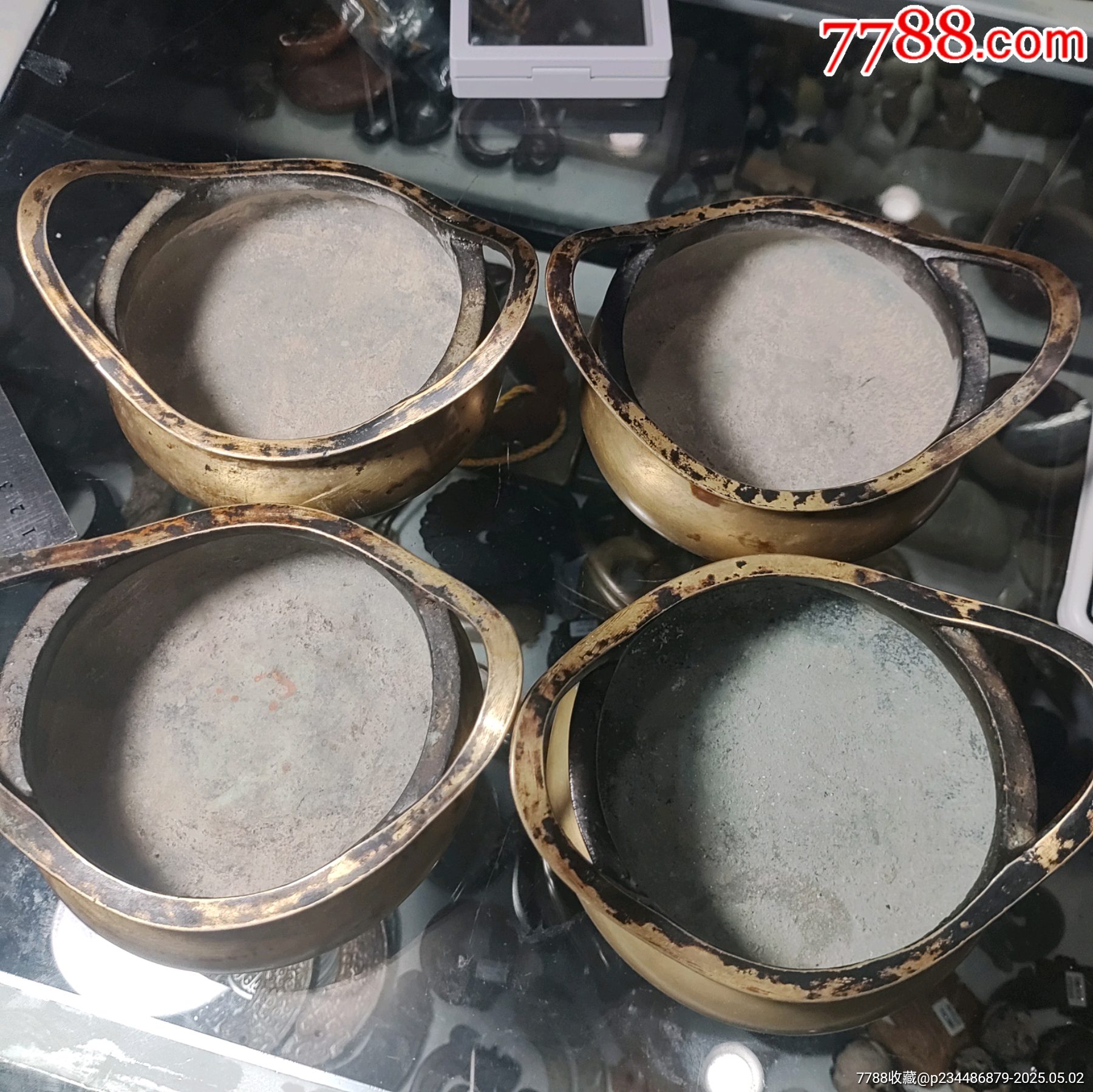 清朝 古銅長角香炉 銘有 紫檀台蓋付 | 古美術ささき
