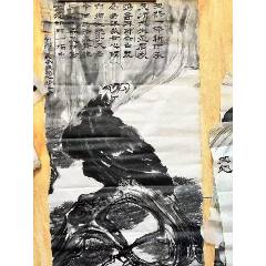 延年，八十年代大幅中堂《百鹤图》国画书法古玩字画装饰挂画