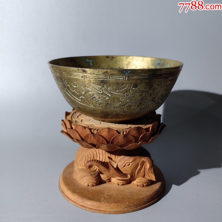 民国錾刻龙凤纹铜碗包老铜器香炉笔架钱币镇尺墨盒铜壶铜座佛-铜皿/盛具