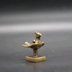 清時代・銅器 收藏 銅金【紫銅彫 金凰鳥朱雀神鳥玉璽 印鑑 千秋