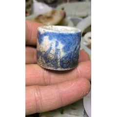 清代.成化款豆青釉青花山水人物葵口瓷盘-青花瓷-7788旧书网