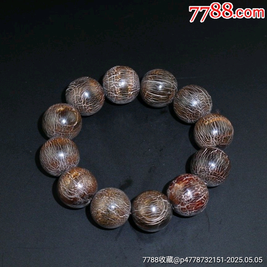 天然炸裂纹牛角手串-其他手串/佛珠-7788红宝书