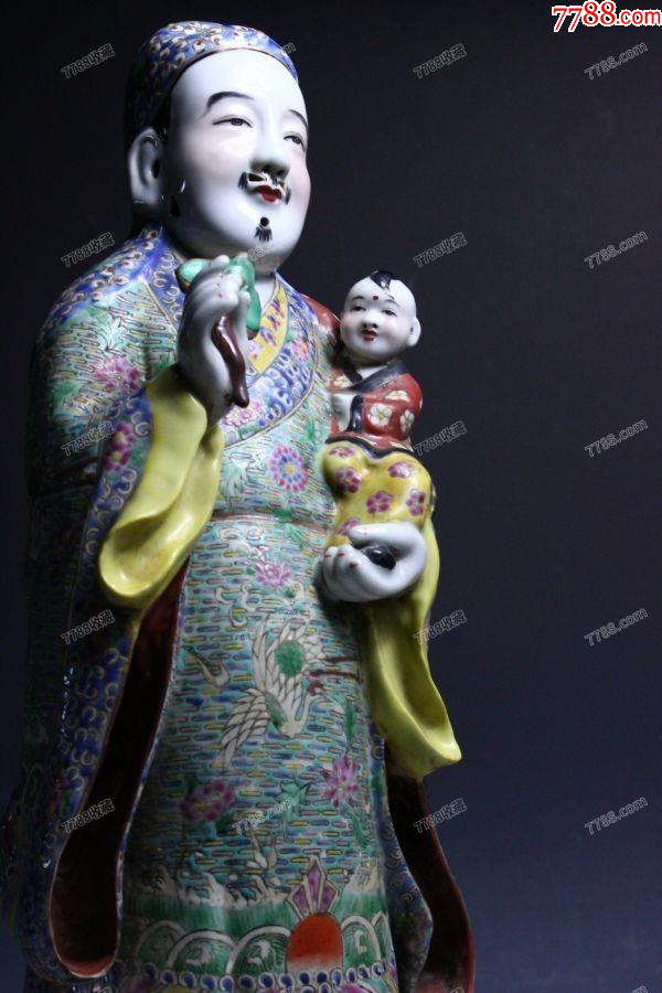 清晚期：特大型粉彩財(cái)神爺抱童子造像57㎝，景德鎮(zhèn)“福建會(huì)館”款！_價(jià)格2188元_第10張_7788收藏__收藏?zé)峋€