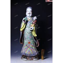 清晚期：特大型粉彩財神爺抱童子造像57㎝，景德鎮(zhèn)“福建會館”款！_優(yōu)品好店