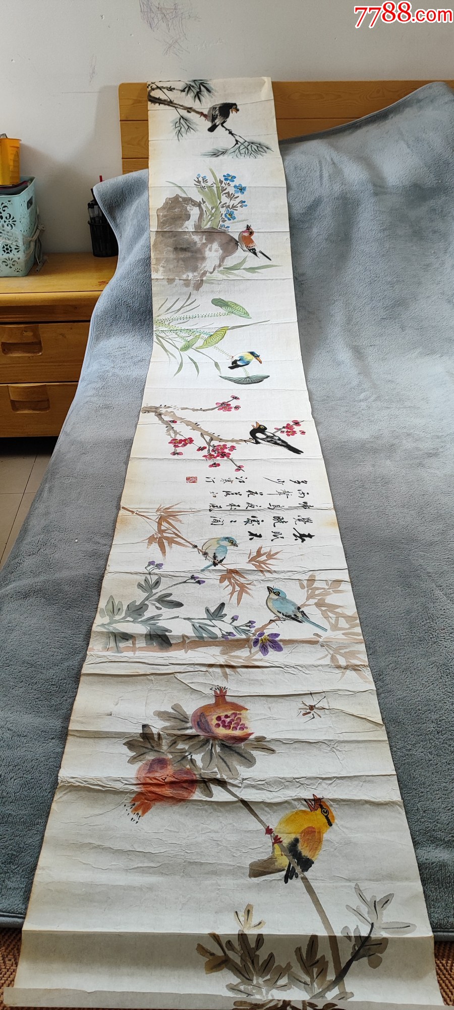 B44854號(hào)國(guó)畫寫意花鳥題孟浩然春曉234×34cm作者：江寒汀_價(jià)格38900元【呈祥書畫苑】_第2張_7788收藏__收藏?zé)峋€