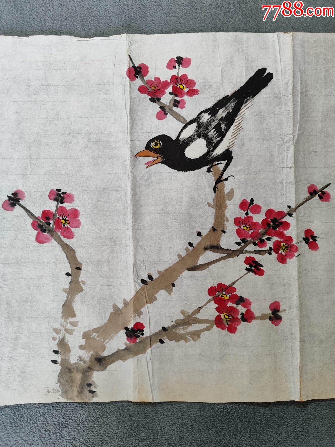 B44854號(hào)國(guó)畫寫意花鳥題孟浩然春曉234×34cm作者：江寒汀_價(jià)格38900元【呈祥書畫苑】_第7張_7788收藏__收藏?zé)峋€