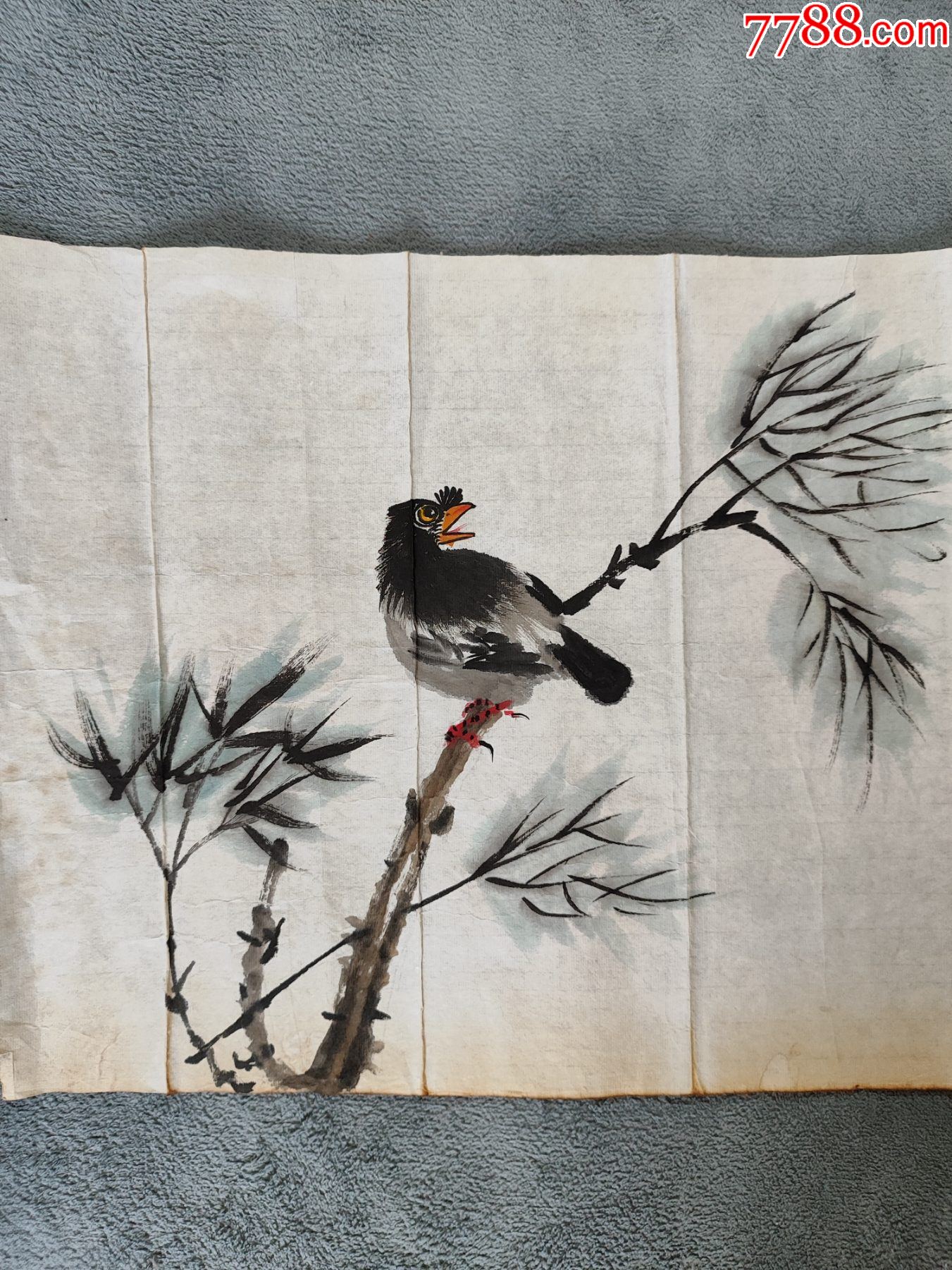 B44854號(hào)國(guó)畫寫意花鳥題孟浩然春曉234×34cm作者：江寒汀_價(jià)格38900元【呈祥書畫苑】_第10張_7788收藏__收藏?zé)峋€