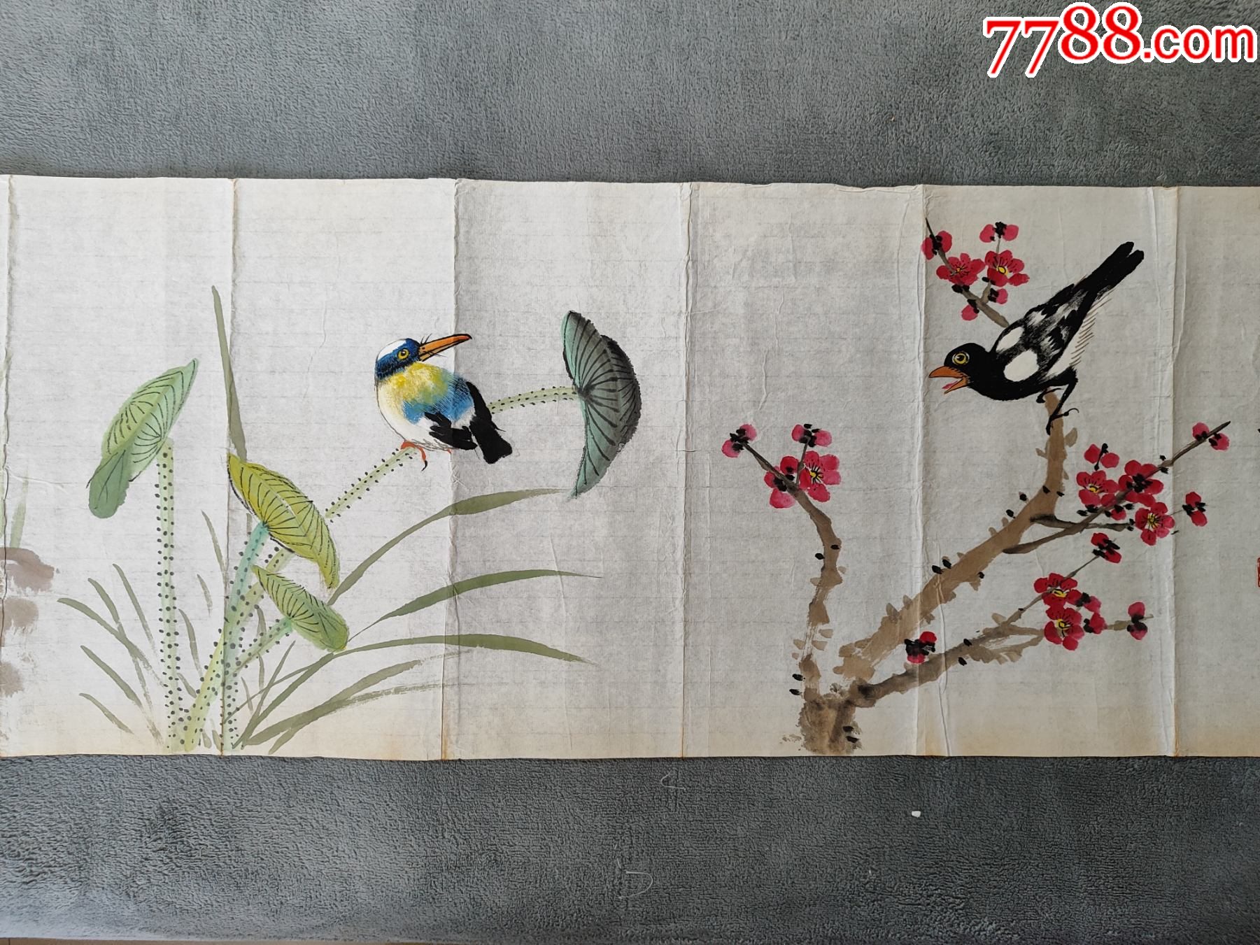 B44854號(hào)國(guó)畫寫意花鳥題孟浩然春曉234×34cm作者：江寒汀_價(jià)格38900元【呈祥書畫苑】_第12張_7788收藏__收藏?zé)峋€