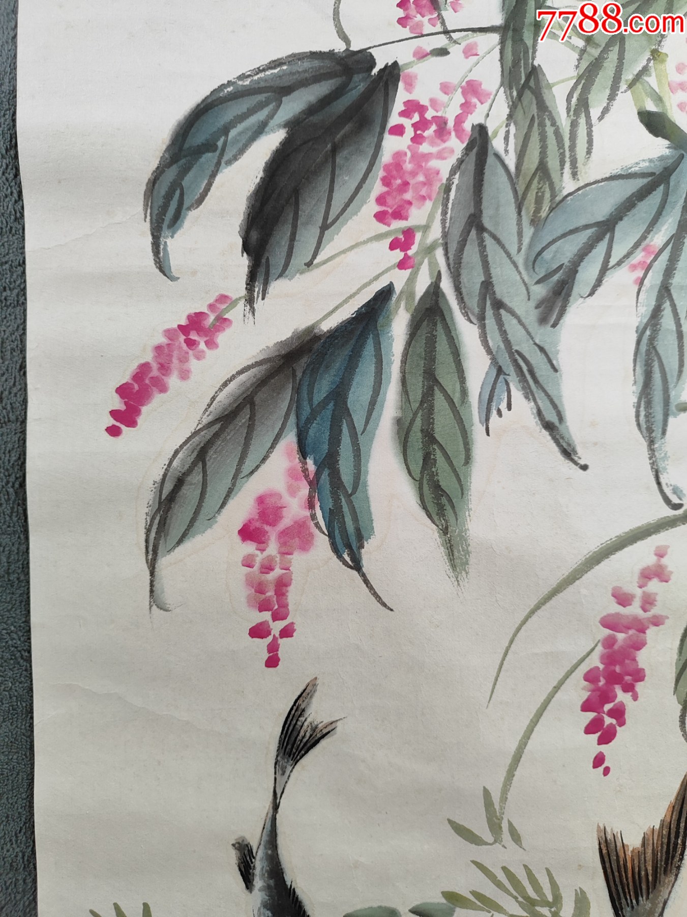 B44856號國畫寫意花卉蟲魚紅蓼雙魚110×35cm作者：唐云_價格18900元【呈祥書畫苑】_第6張_7788收藏__收藏熱線