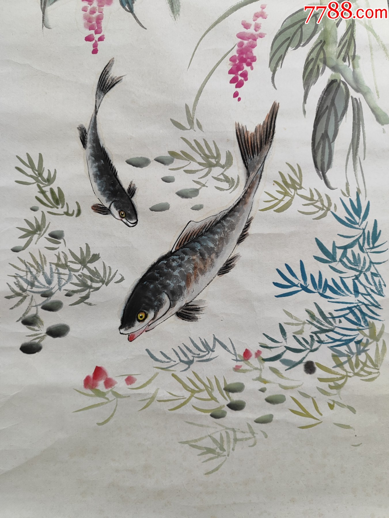 B44856號國畫寫意花卉蟲魚紅蓼雙魚110×35cm作者：唐云_價格18900元【呈祥書畫苑】_第7張_7788收藏__收藏熱線