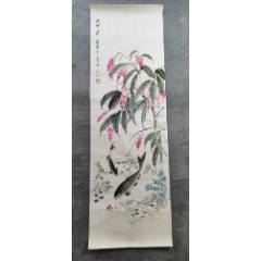 B44856號(hào)國畫寫意花卉蟲魚紅蓼雙魚110×35cm作者：唐云(se106529451)_呈祥書畫苑