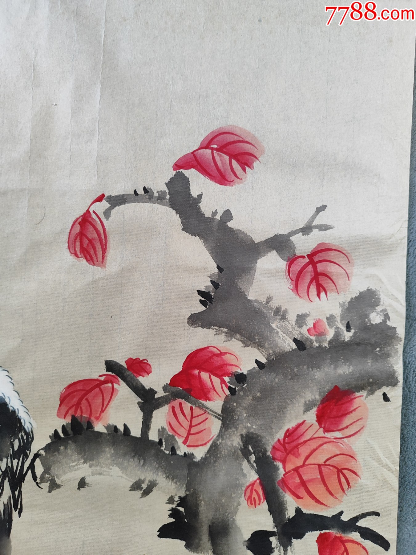B44857號(hào)國(guó)畫寫意花鳥紅染一林春100×50cm作者：鄭伯萍_價(jià)格8900元【呈祥書畫苑】_第3張_7788收藏__收藏?zé)峋€