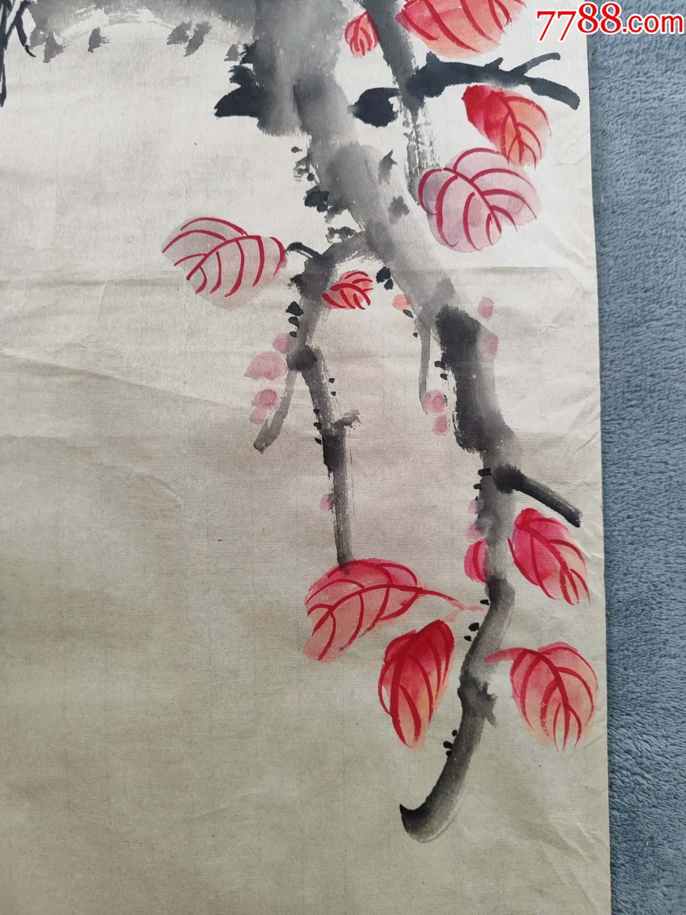 B44857號(hào)國(guó)畫寫意花鳥紅染一林春100×50cm作者：鄭伯萍_價(jià)格8900元【呈祥書畫苑】_第4張_7788收藏__收藏?zé)峋€