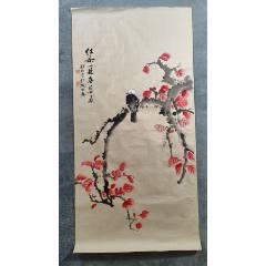 B44857號(hào)國畫寫意花鳥紅染一林春100×50cm作者：鄭伯萍(se106529466)_呈祥書畫苑