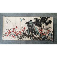 B44858號(hào)國畫寫意花鳥松竹梅歲寒三友圖95×45cm作者：黎雄才(se106529473)_呈祥書畫苑