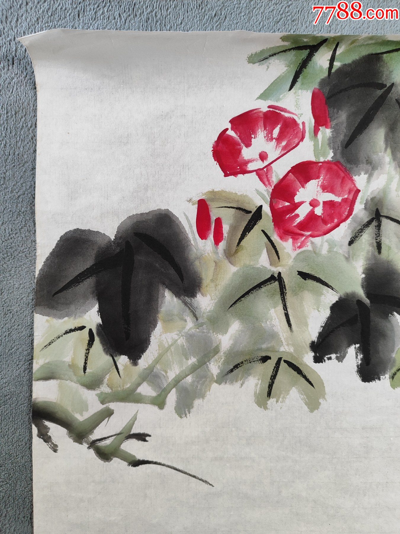 B44859號國畫寫意花鳥牽牛公雞圖99×49cm作者：王雪濤，雪濤寫_價格38900元【呈祥書畫苑】_第3張_7788收藏__收藏?zé)峋€