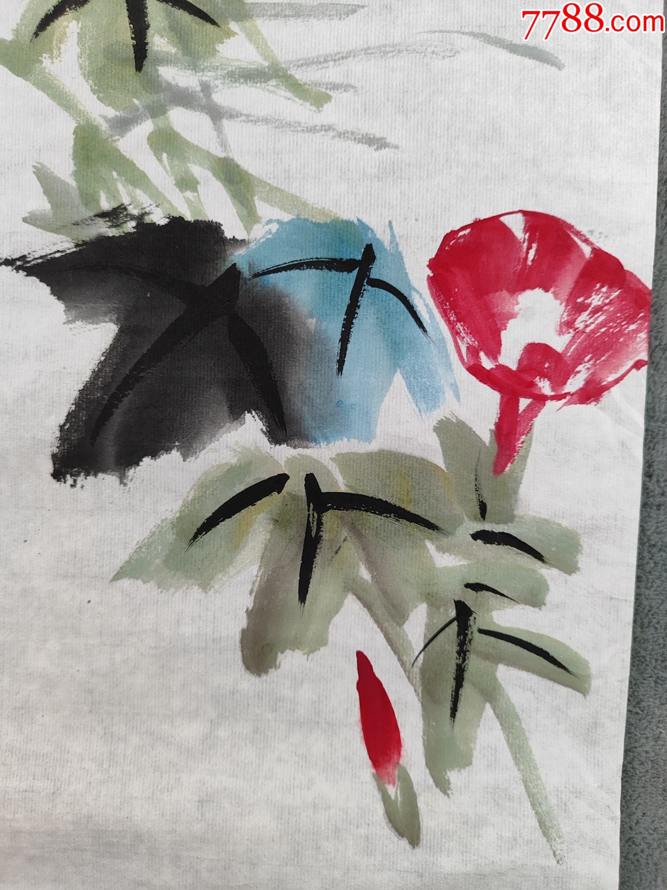 B44859號國畫寫意花鳥牽牛公雞圖99×49cm作者：王雪濤，雪濤寫_價格38900元【呈祥書畫苑】_第4張_7788收藏__收藏?zé)峋€