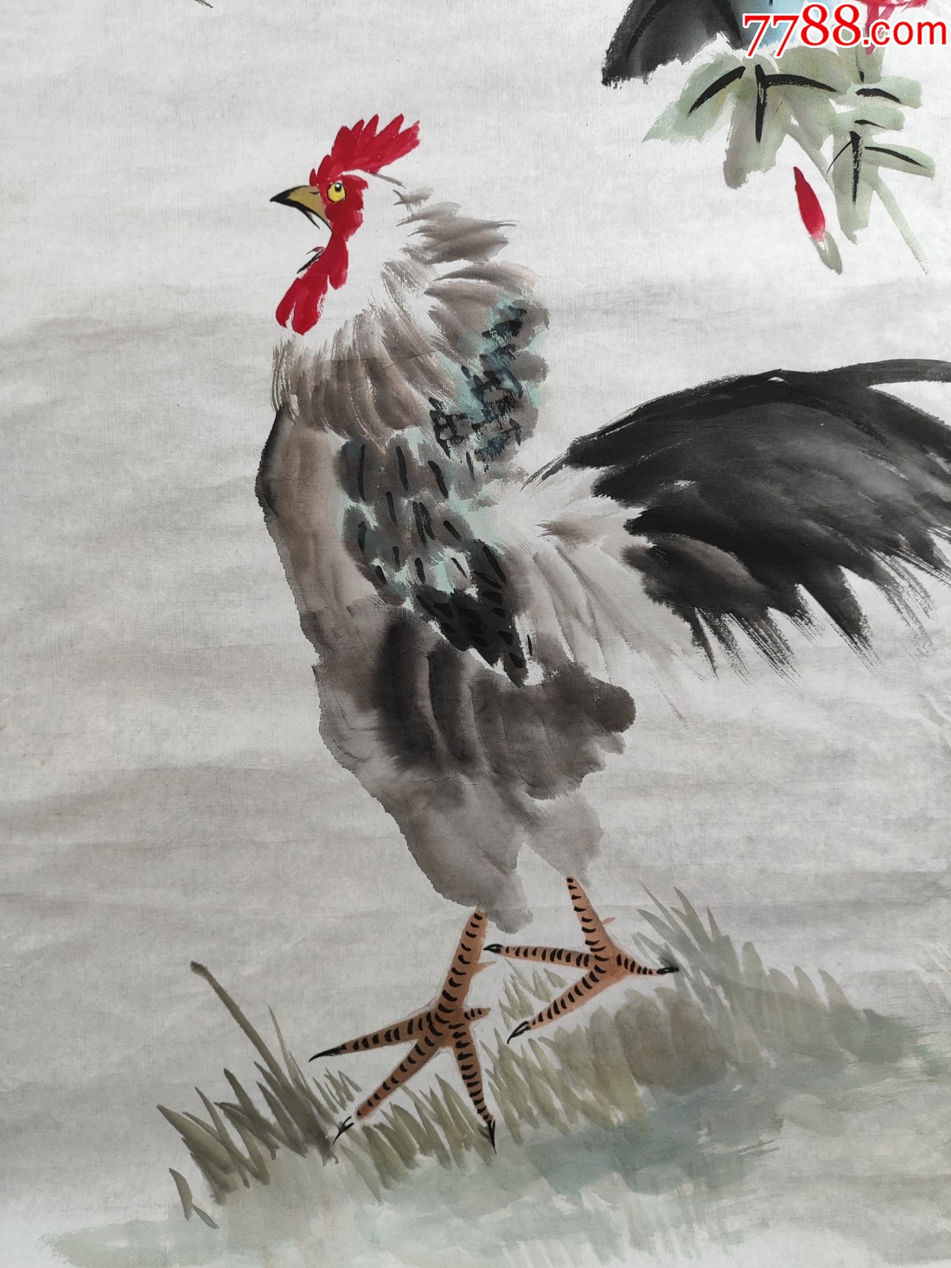 B44859號國畫寫意花鳥牽牛公雞圖99×49cm作者：王雪濤，雪濤寫_價格38900元【呈祥書畫苑】_第5張_7788收藏__收藏?zé)峋€