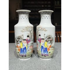 岐No28 中国 清時代 粉彩美女図筆筒 帽筒① 同治年製 送料込み