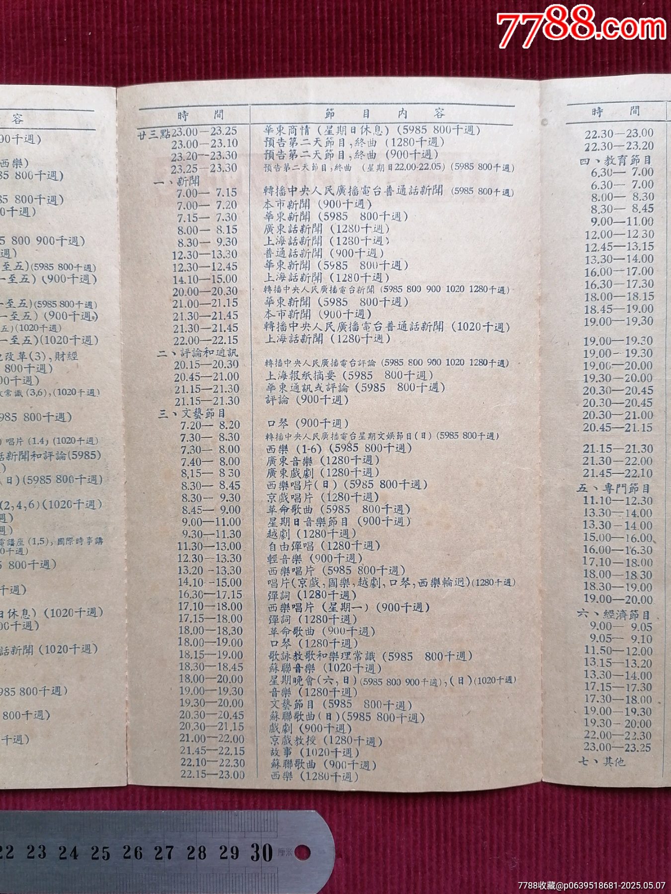 50年代《華東上海人民廣播電臺(tái)/廣播節(jié)目表（藍(lán)）》~一九五一年一月份起_價(jià)格599元【斯求之家】_第8張_7788收藏__收藏?zé)峋€