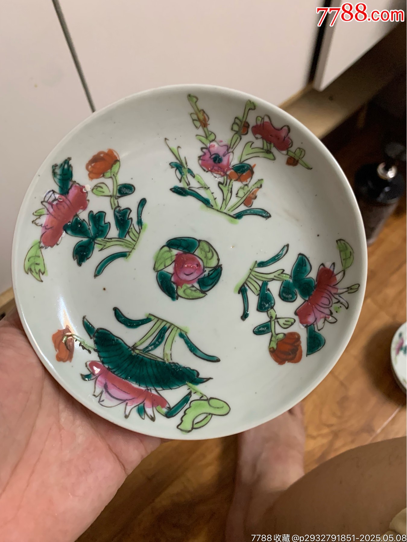 民國早期粉彩四季花卉壽桃盤一個（直徑13.5厘米）全品包老保真_價格167元_第1張_7788收藏__收藏熱線