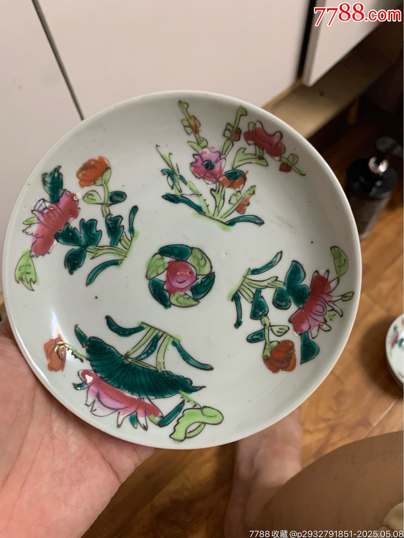 民國早期粉彩四季花卉壽桃盤一個（直徑13.5厘米）全品包老保真_價格167元_第2張_7788收藏__收藏熱線