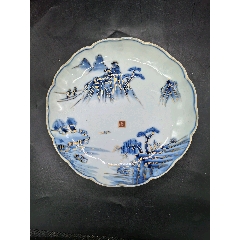 清代嘉道时期豆青釉堆白青花「事事如意」双瑞兽耳瓶_青花瓷_玩古