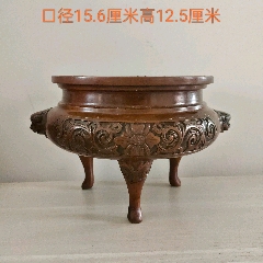 大勧め 雕花狮耳三足铜香炉-铜炉-7788旧书网 工芸品