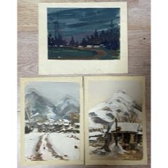 20231205宋守宏早期水粉作品3幅(se106582362)_遼南博雅齋