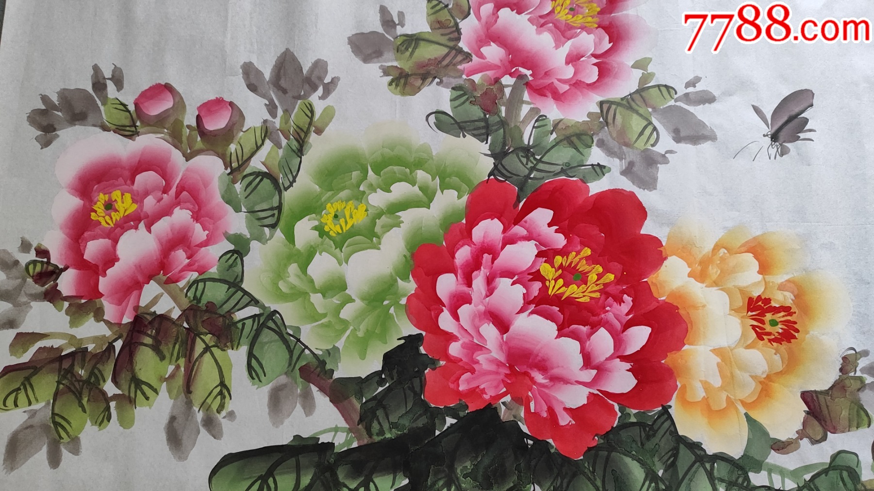 B40405號(hào)國(guó)畫寫意花卉富貴牡丹138×68cm作者：佚名（無落款）_價(jià)格9.9元【呈祥書畫苑】_第2張_7788收藏__收藏?zé)峋€
