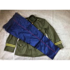 全新原套1988年橄欖色上衣、藍(lán)色紅線褲子滌卡冬裝一套（正一號(hào)）(se106621168)_津美集藏