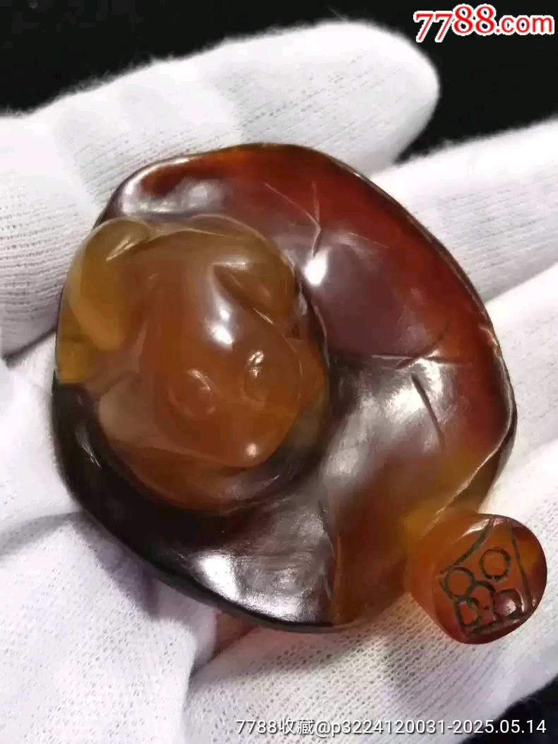 清代老翡翠江石瑪瑙呱呱來財手把件_價格2600元【雷雷的店】_第7張_7788收藏__收藏?zé)峋€