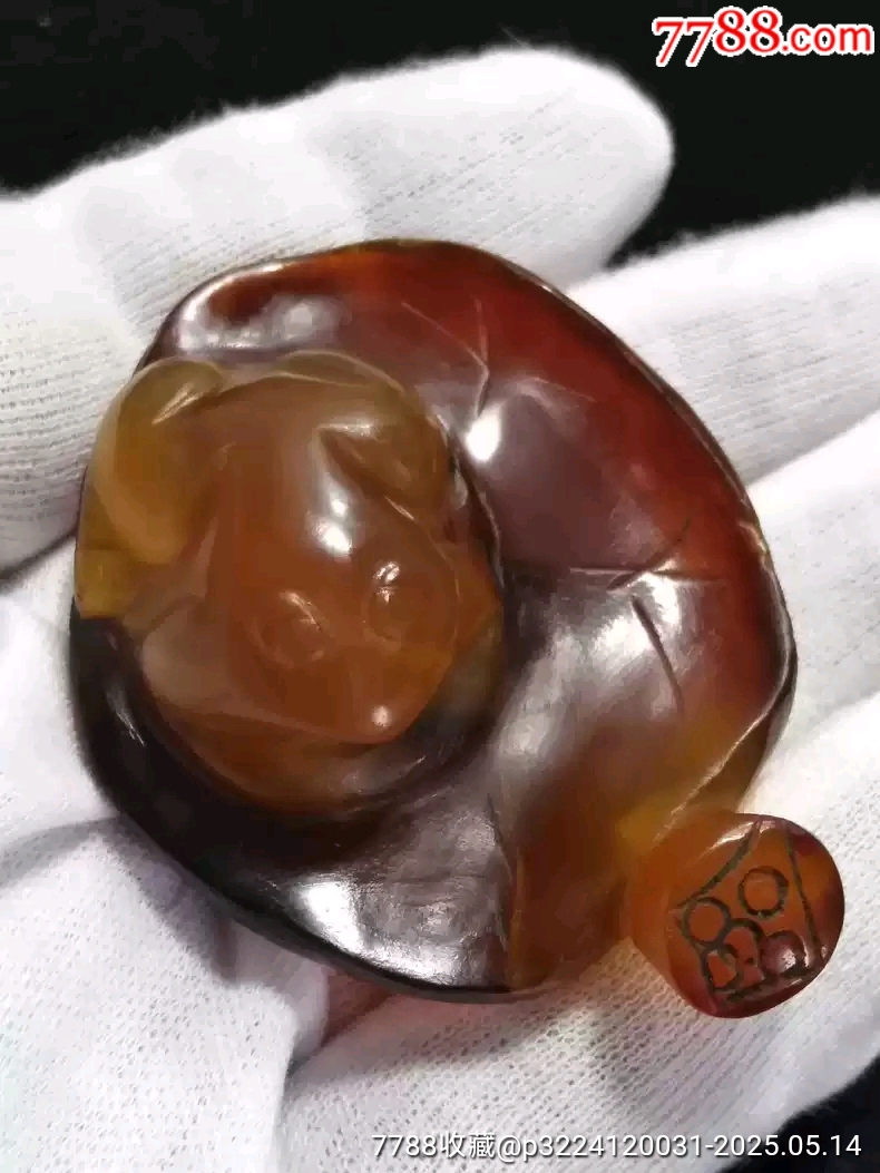 清代老翡翠江石瑪瑙呱呱來財手把件_價格2600元【雷雷的店】_第8張_7788收藏__收藏?zé)峋€