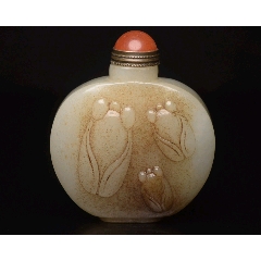 和田玉鼻烟壶雕刻玉蝉61-鼻烟壶-7788红宝书