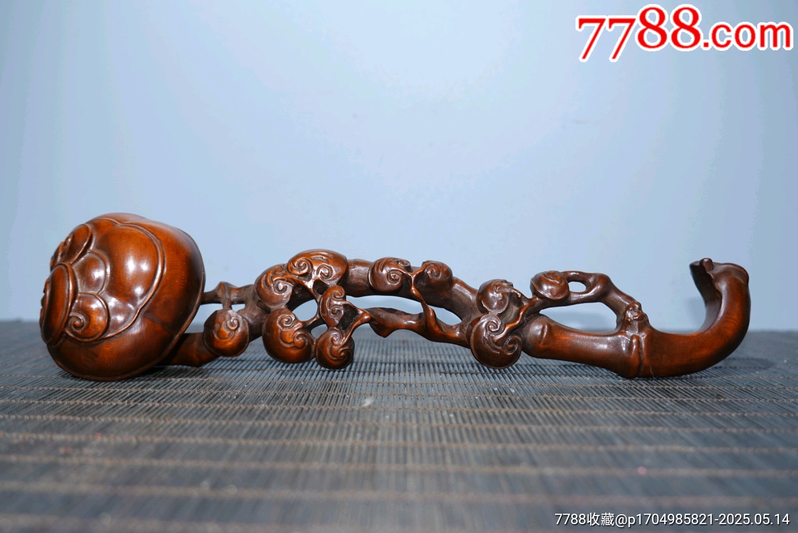 旧藏黄杨木灵芝如意摆件87-木雕摆件-7788红宝书