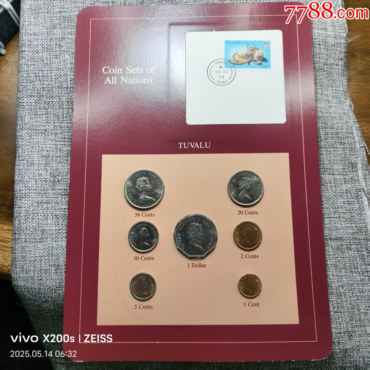 图瓦卢富兰克林邮币卡装7枚硬币套装永久保真_其他大洋洲钱币_天元钱币