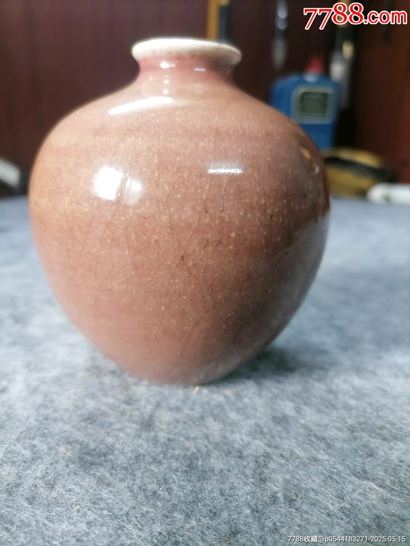 清代胭脂红苹果尊_红釉瓷_什古斋【7788红宝书】