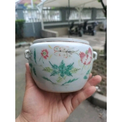 清代同治粉彩花鸟粥罐，口径12_旧瓷器_炳煌堂【7788旧书网】