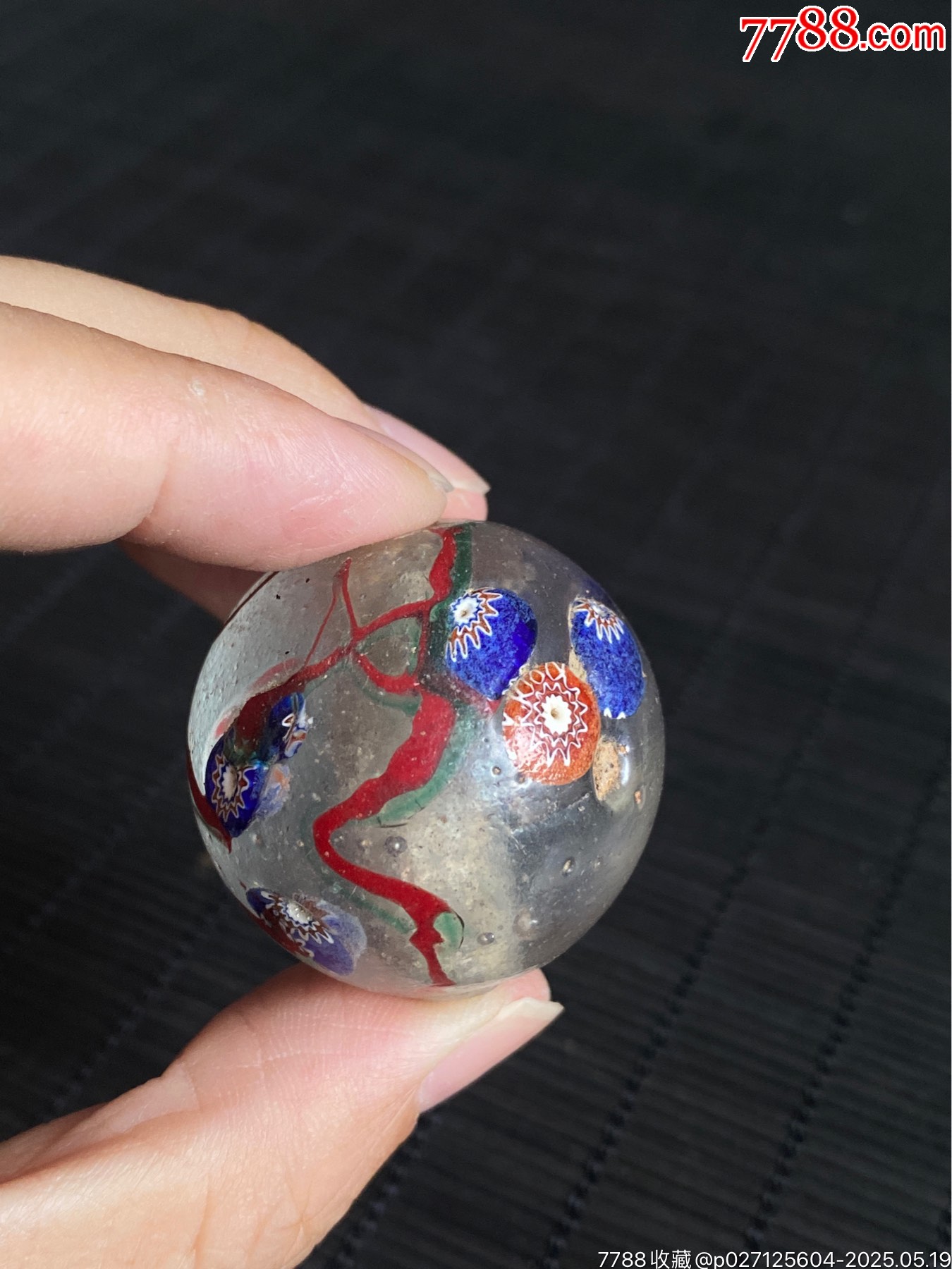 民国博山手工制作万花大直径老琉璃珠