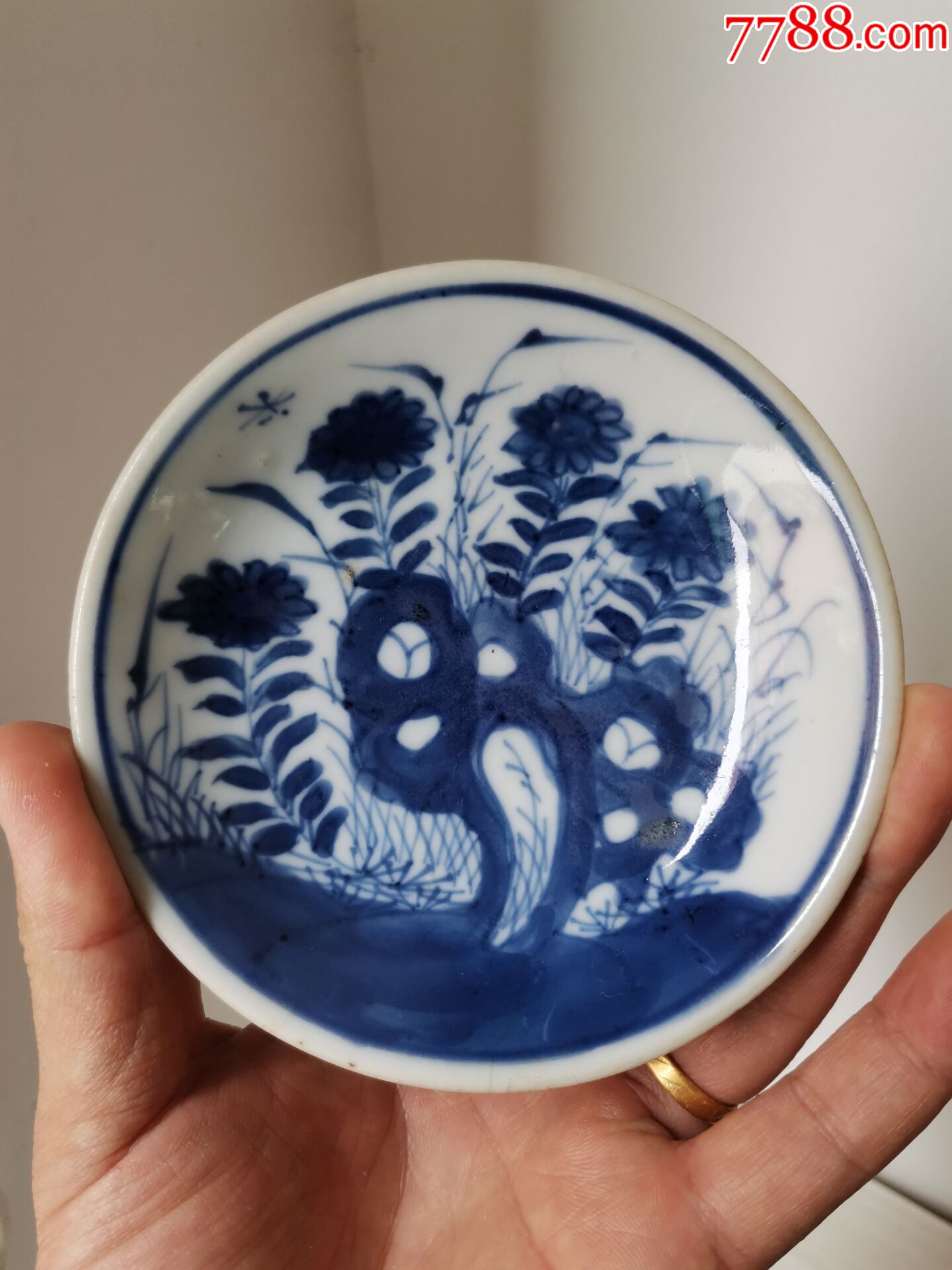 康熙紫金釉青花花卉小盘_青花瓷_青花瓷迷【7788旧书网】