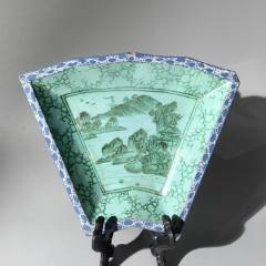 乾隆紫砂加彩山水角盤包老紫砂壺紫砂筆筒紫砂盆紫砂罐紫砂盤_清茗敘瓷丶